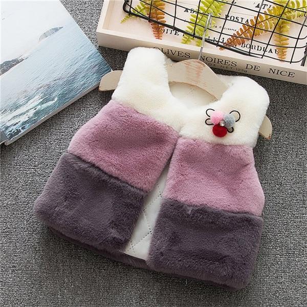 Faux Fur Vest Coat - Peach and Pumpkins