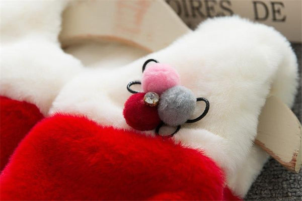 Faux Fur Vest Coat - Peach and Pumpkins