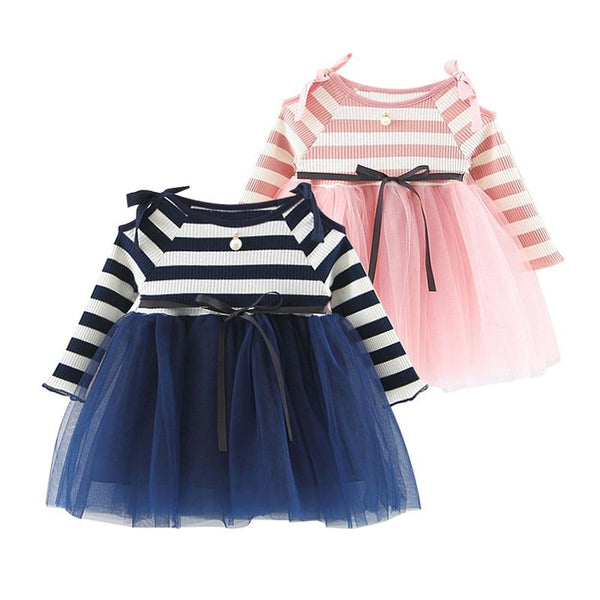Striped Ballerina Dress - Peach and Pumpkins