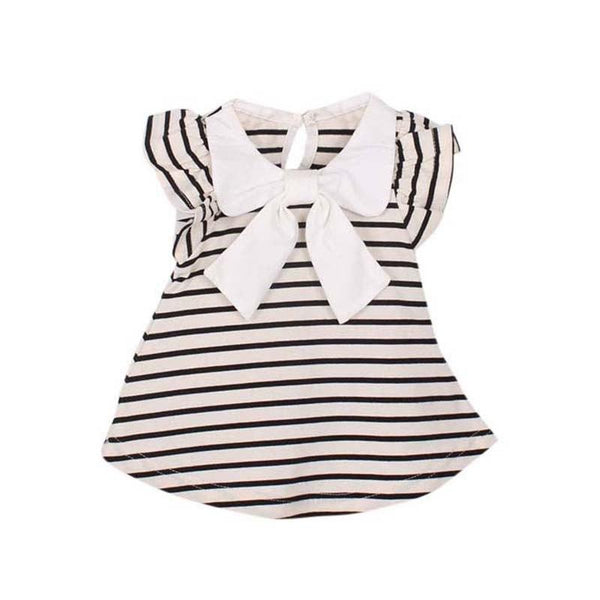 Striped Bow Dress - Peach and Pumpkins