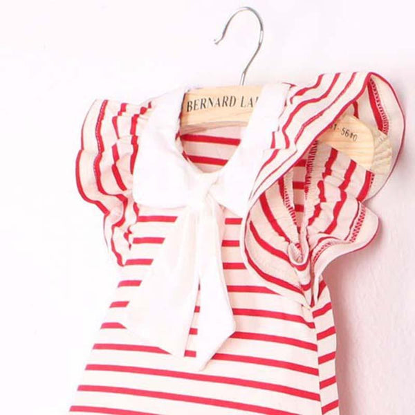 Striped Bow Dress - Peach and Pumpkins