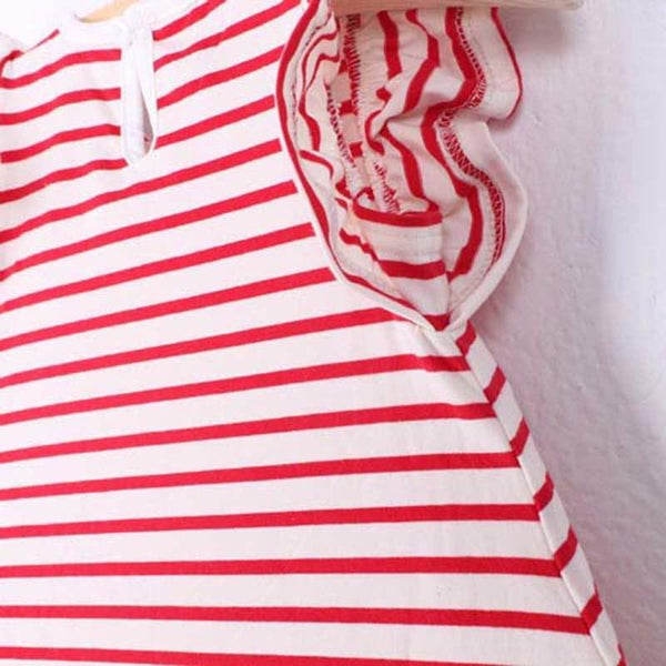 Striped Bow Dress - Peach and Pumpkins