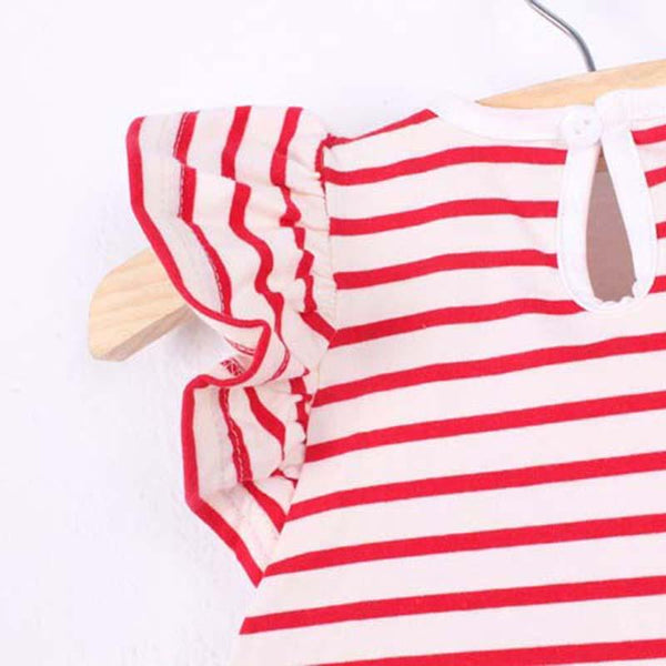 Striped Bow Dress - Peach and Pumpkins