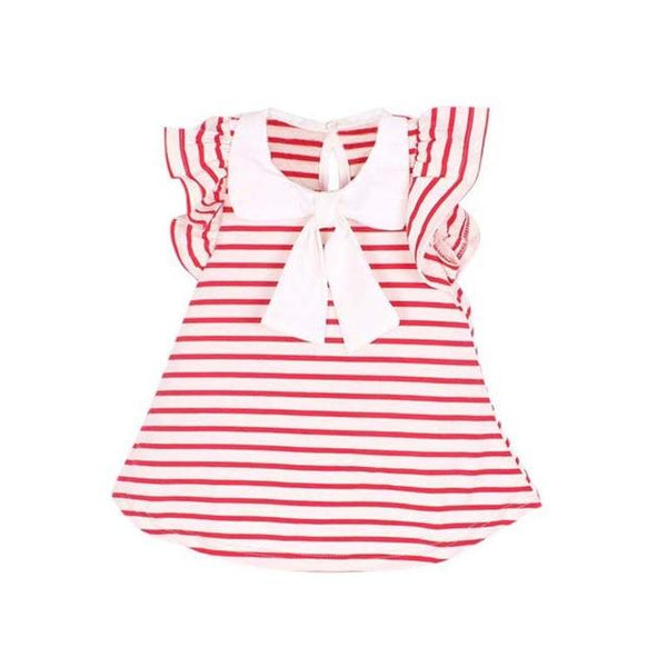 Striped Bow Dress - Peach and Pumpkins