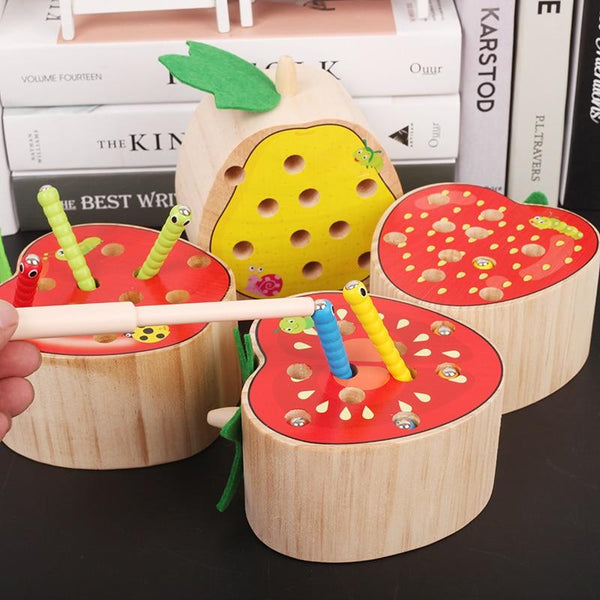Fruit Wooden Catching Game - Peach and Pumpkins