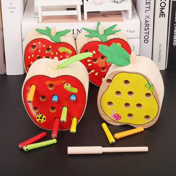 Fruit Wooden Catching Game - Peach and Pumpkins