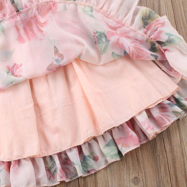 Flower Puff Dress - Peach and Pumpkins