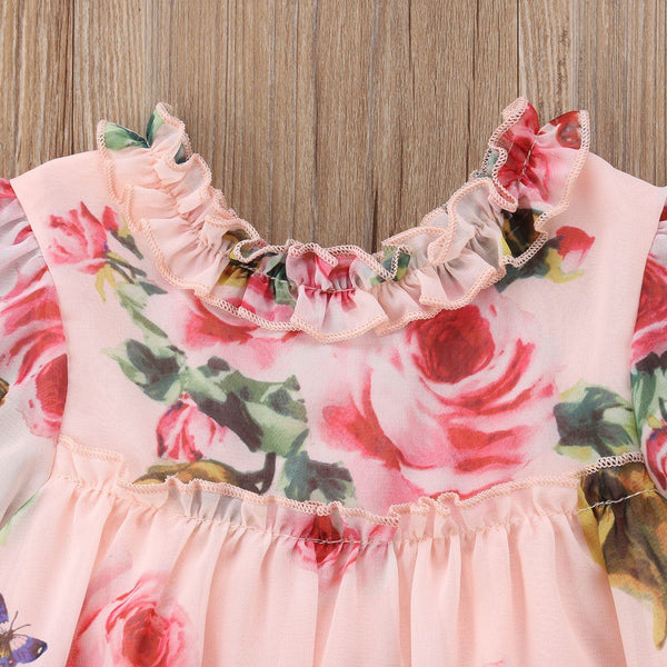 Flower Puff Dress - Peach and Pumpkins
