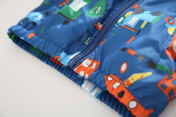 Toy Car Jacket - Peach and Pumpkins