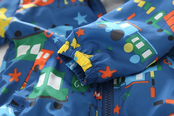 Toy Car Jacket - Peach and Pumpkins