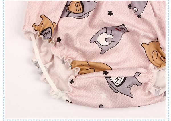 Cartoon Bear Shorts - Peach and Pumpkins