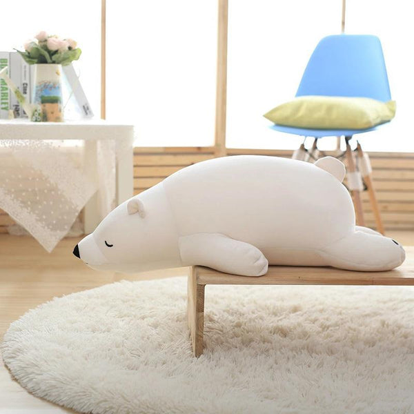 Sleeping Polar Bear Plush Toy - Peach and Pumpkins
