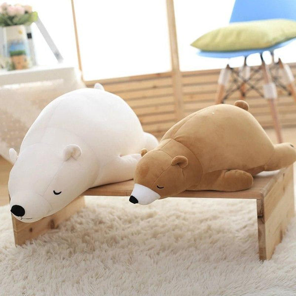 Sleeping Polar Bear Plush Toy - Peach and Pumpkins