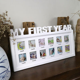 "My First Year' Photo Frame - Peach and Pumpkins
