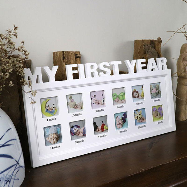 "My First Year' Photo Frame - Peach and Pumpkins