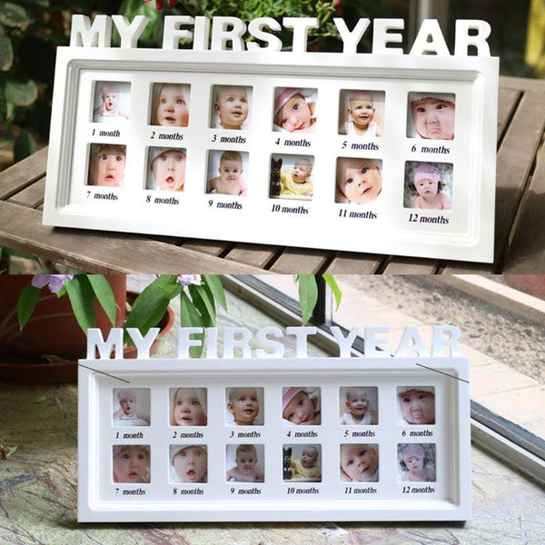 "My First Year' Photo Frame - Peach and Pumpkins