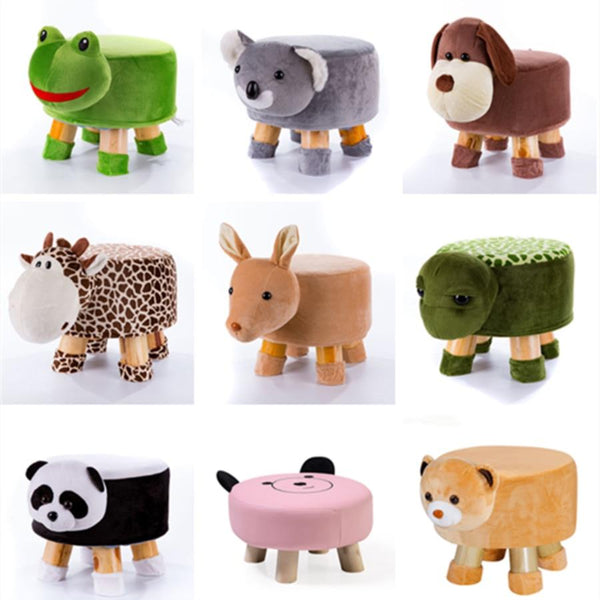 Wooden Animal Farm Stools - Peach and Pumpkins