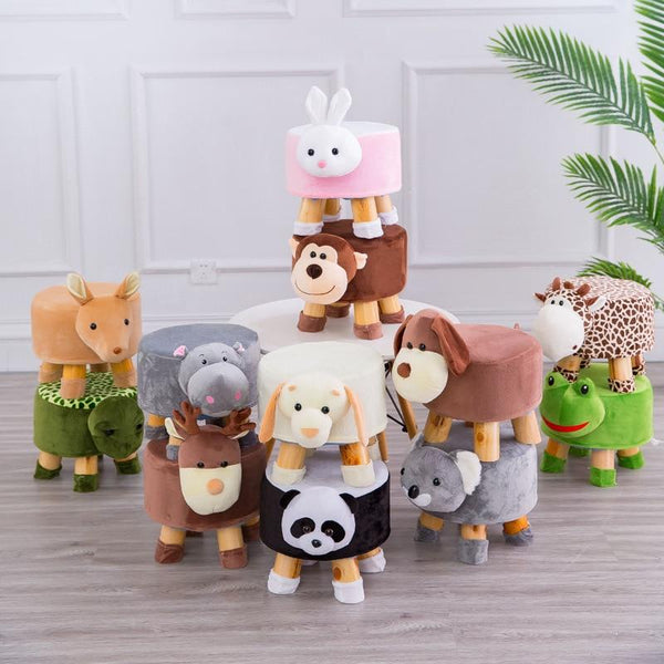 Wooden Animal Farm Stools - Peach and Pumpkins