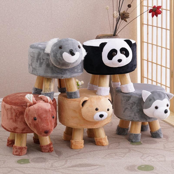 Wooden Animal Farm Stools - Peach and Pumpkins