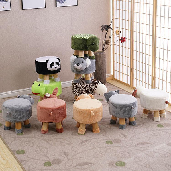 Wooden Animal Farm Stools - Peach and Pumpkins