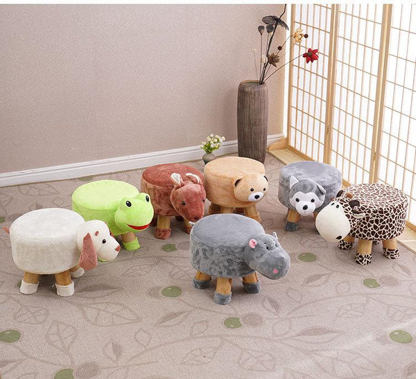 Wooden Animal Farm Stools - Peach and Pumpkins