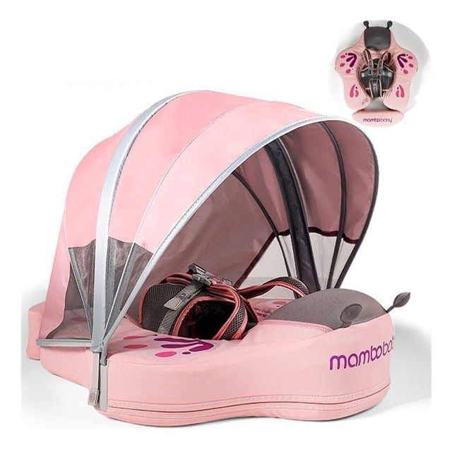 Mambo Climb Float - SwimTrainer (2 months - 2 Years) With Canopy - Peach  and Pumpkins
